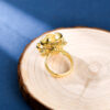 S925 Silver Gold plated Amber Rose Rotatable Beeswax Open Ring 5