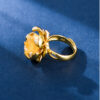 S925 Silver Gold plated Amber Rose Rotatable Beeswax Open Ring 7