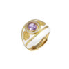 S925 Silver Gold plated Retro Palace Style Amethyst Enamel Drip Glaze Ring 1