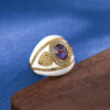 S925 Silver Gold plated Retro Palace Style Amethyst Enamel Drip Glaze Ring 2