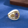 S925 Silver Gold plated Retro Palace Style Amethyst Enamel Drip Glaze Ring 3