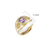 S925 Silver Gold plated Retro Palace Style Amethyst Enamel Drip Glaze Ring 5