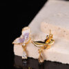S925 Silver Gold plated Synthetic Amethyst Butterfly Stud Earrings 4