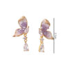 S925 Silver Gold plated Synthetic Amethyst Butterfly Stud Earrings 6