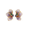 S925 Silver Gold plated Synthetic Amethyst Flower Stud Earrings 1