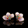 S925 Silver Gold plated Synthetic Amethyst Flower Stud Earrings 3