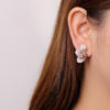 S925 Silver Gold plated Synthetic Amethyst Flower Stud Earrings 4