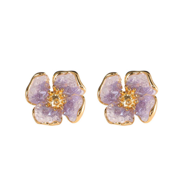 S925 Silver Gold plated Synthetic Amethyst Gradient Earrings 1