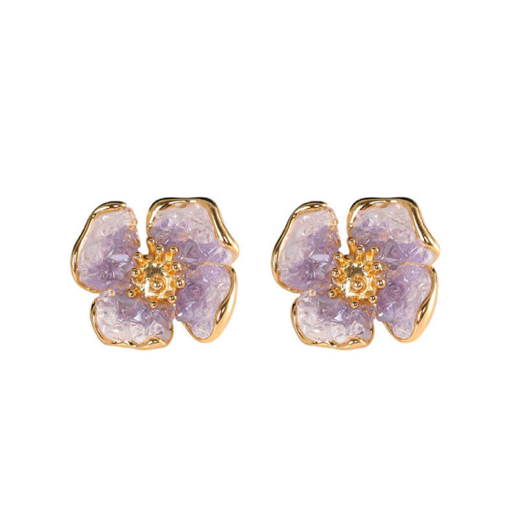 S925 Silver Gold-plated Synthetic Amethyst Gradient Earrings