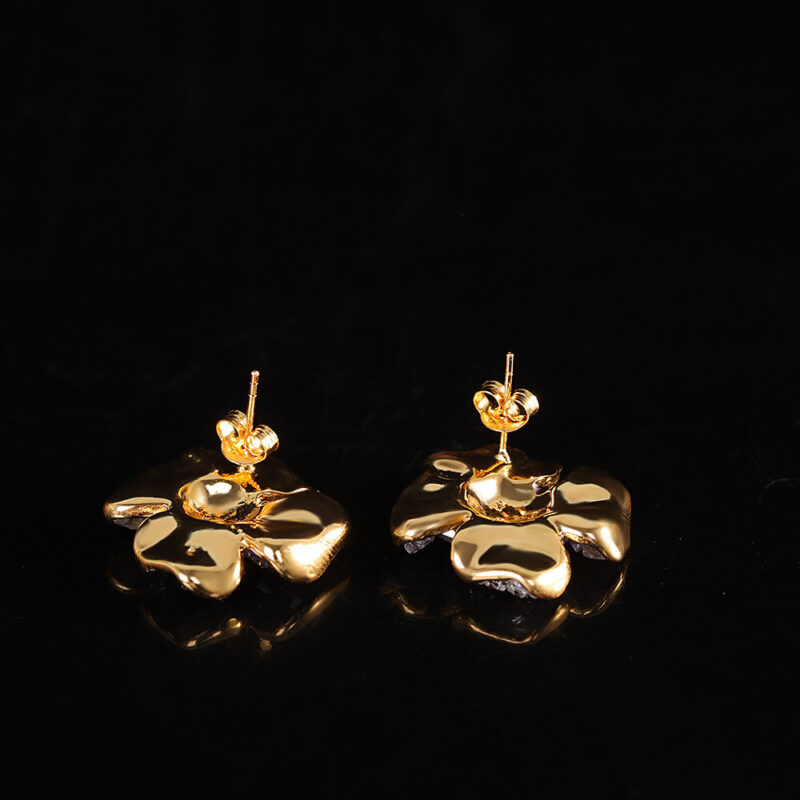 S925 Silver Gold plated Synthetic Amethyst Gradient Earrings 2