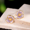 S925 Silver Gold plated Synthetic Amethyst Gradient Earrings 4
