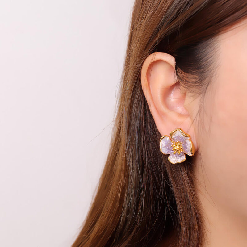 S925 Silver Gold plated Synthetic Amethyst Gradient Earrings 6
