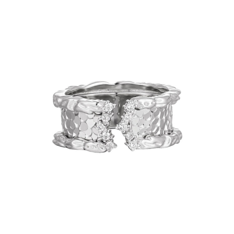S925 Silver Inlaid Zircon Scale Ring