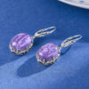 S925 Silver Openwork Charoite Earrings Ring 3