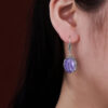 S925 Silver Openwork Charoite Earrings Ring 5