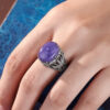 S925 Silver Openwork Charoite Earrings Ring 6
