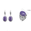 S925 Silver Openwork Charoite Earrings Ring 7