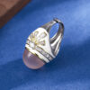 S925 Silver Vintage Inlaid Zircon Glaze Pink Crystal Open Ring 2