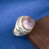 S925 Silver Vintage Inlaid Zircon Glaze Pink Crystal Open Ring 5