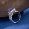 S925 Silver Vintage Pattern Geometric Charoite Ring 3