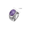 S925 Silver Vintage Pattern Geometric Charoite Ring 5