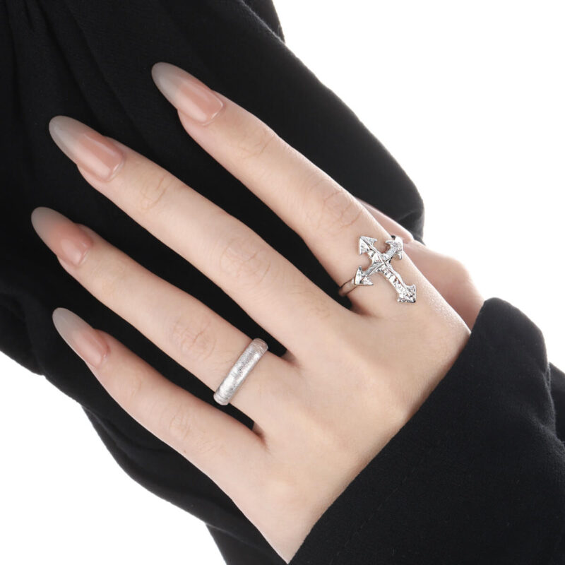 S925 Sterling Silver Cross Unisex Vintage Ring 2