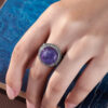 S925 Sterling Silver Simple Amethyst Round Open Ring 3