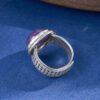 S925 Sterling Silver Simple Amethyst Round Open Ring 4