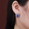 S925 Sterling Silver Vintage Charoite Stud Earrings 4