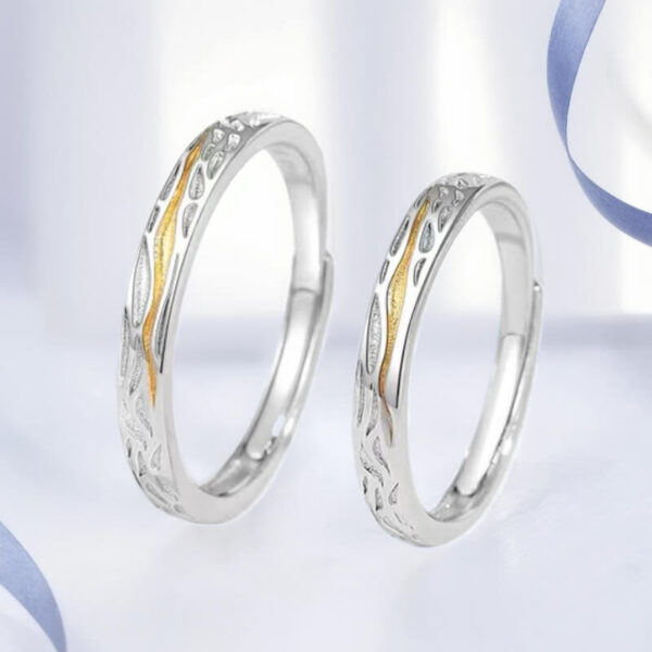 S999 Pure Silver Couple Ring 6