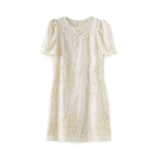 Sequined embroidered short-sleeved dress