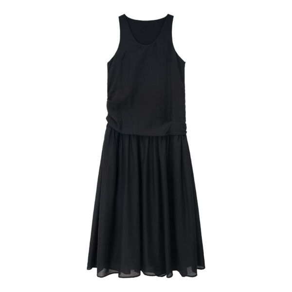 Shiny Tencel Sleeveless Shirred Dress 1