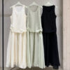 Shiny Tencel Sleeveless Shirred Dress 3