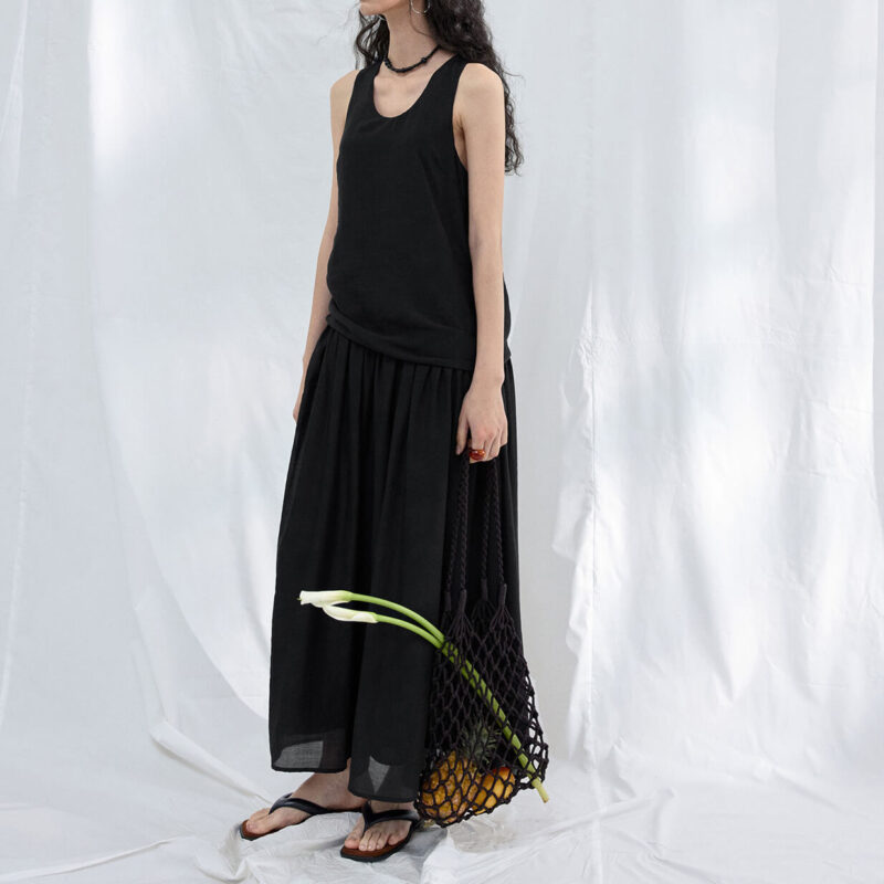 Shiny Tencel Sleeveless Shirred Dress 5
