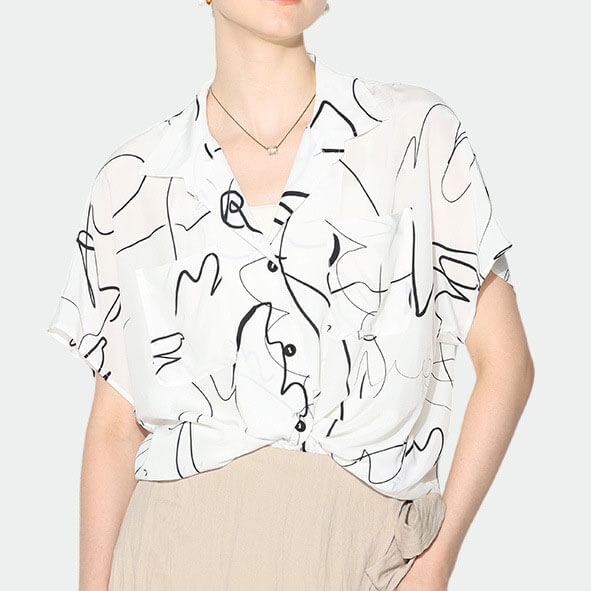 Silk Black and White Art Graffiti Commuter Shirt