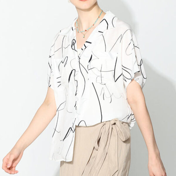 Silk Black and White Art Graffiti Commuter Shirt 2