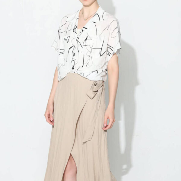 Silk Black and White Art Graffiti Commuter Shirt 4
