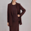 Silk Burgundy Commuter Casual Loose Mid Length Suit Jacket 2