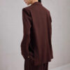 Silk Burgundy Commuter Casual Loose Mid Length Suit Jacket 3