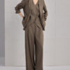 Silk Burgundy Commuter Casual Loose Mid Length Suit Jacket 5
