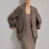 Silk Burgundy Commuter Casual Loose Mid Length Suit Jacket 7