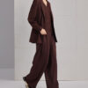 Silk Burgundy Commuter Casual Loose Mid Length Suit Jacket 8