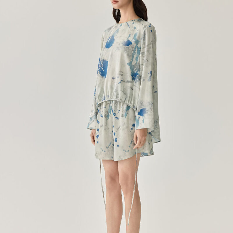 Silk Ink Print Crew Neck Top 5
