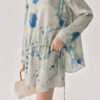 Silk Ink Print Crew Neck Top 6
