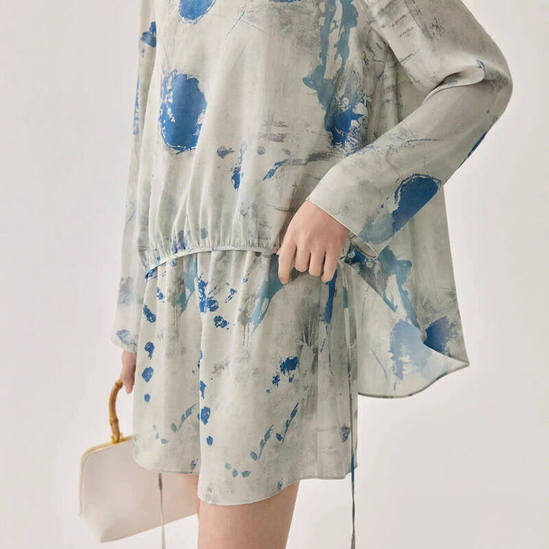 Silk Ink Print Crew Neck Top 6