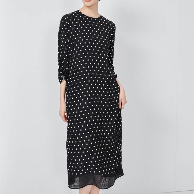 Silk Jacquard Polka Dot Dress