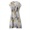 Silk Oil Painting Print V Neck Dress 1