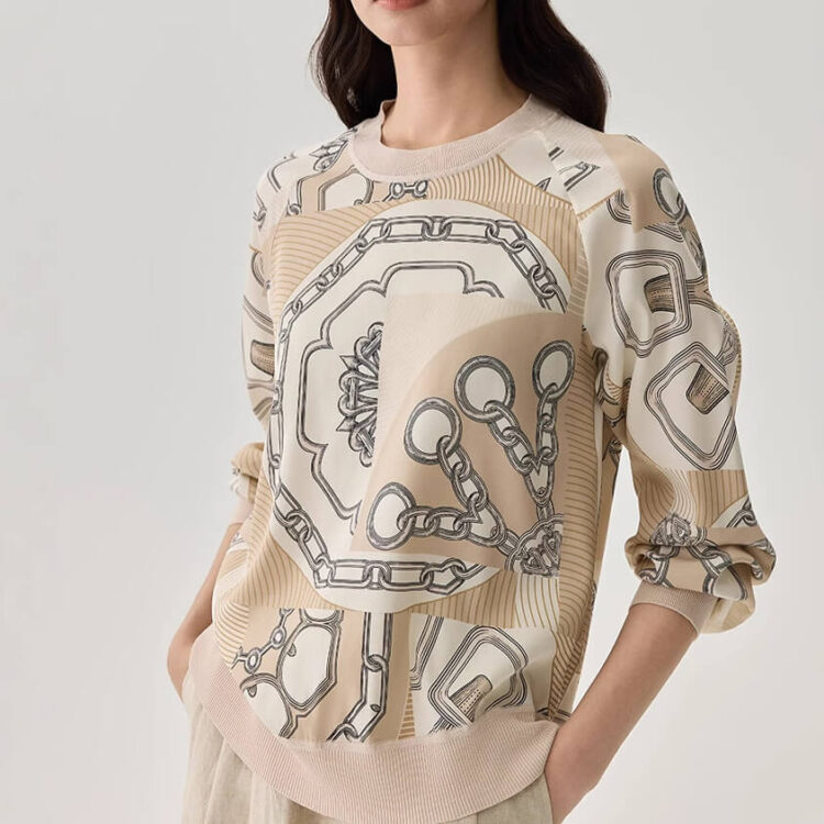 Silk Printed Thin Knit Sweater