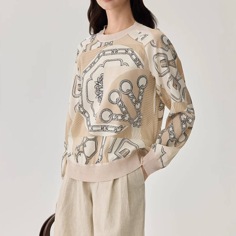 Silk Printed Thin Knit Sweater 4