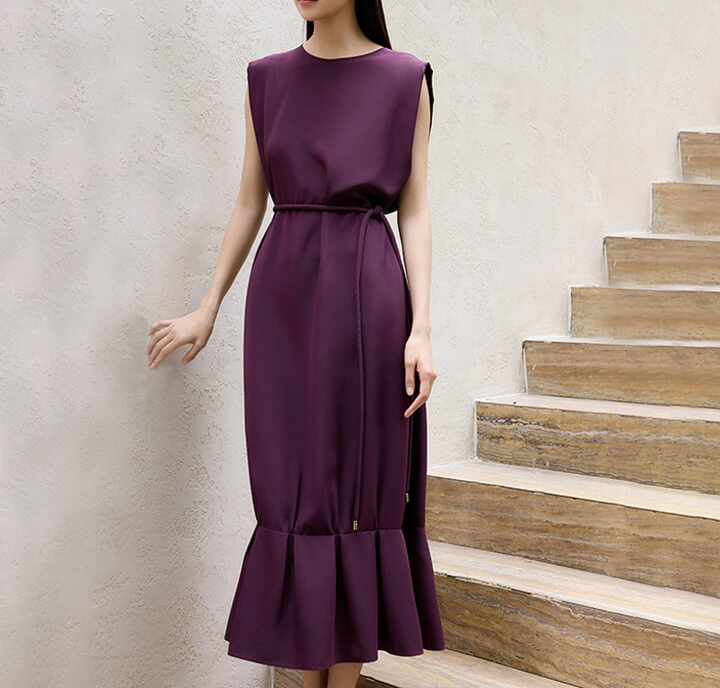 Silk Purple Lace-up Mermaid Skirt